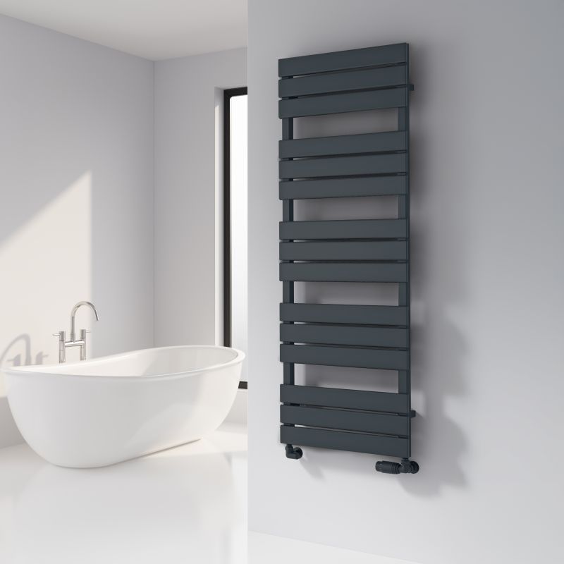 Flat Panel Small Anthracite Towel Radiator Reina Avola Designer